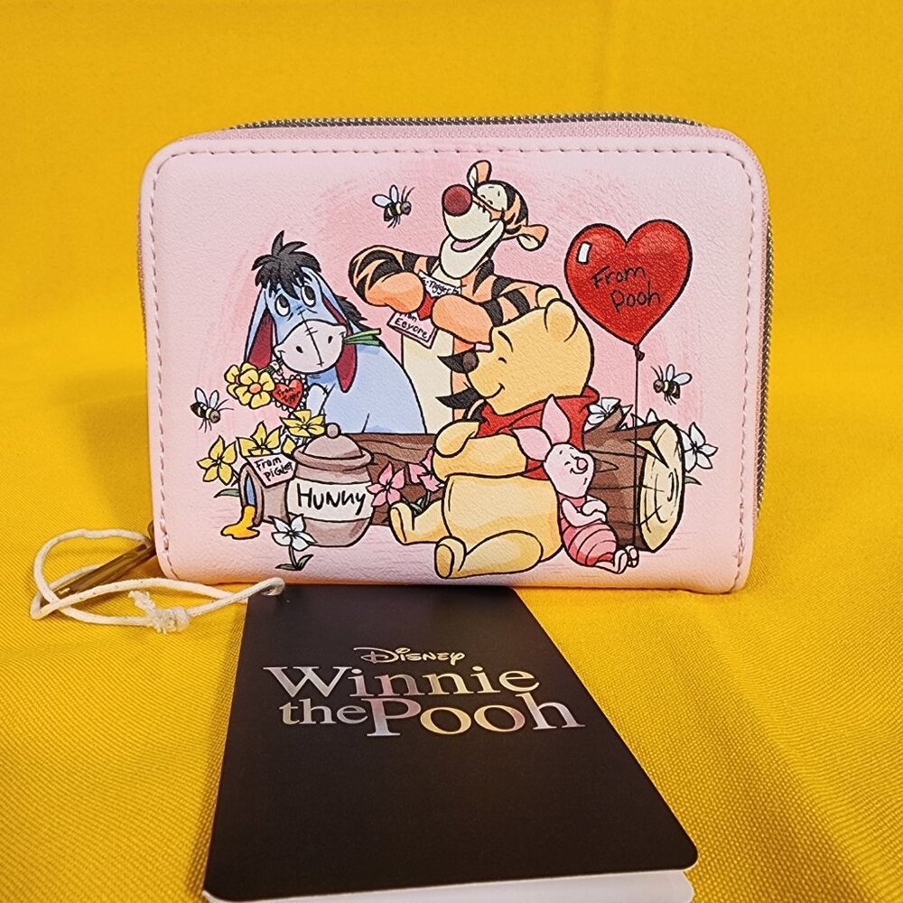 Loungefly Disney Winnie The Pooh ad Friends Valentine's Day Heart Zip Wallet NEW